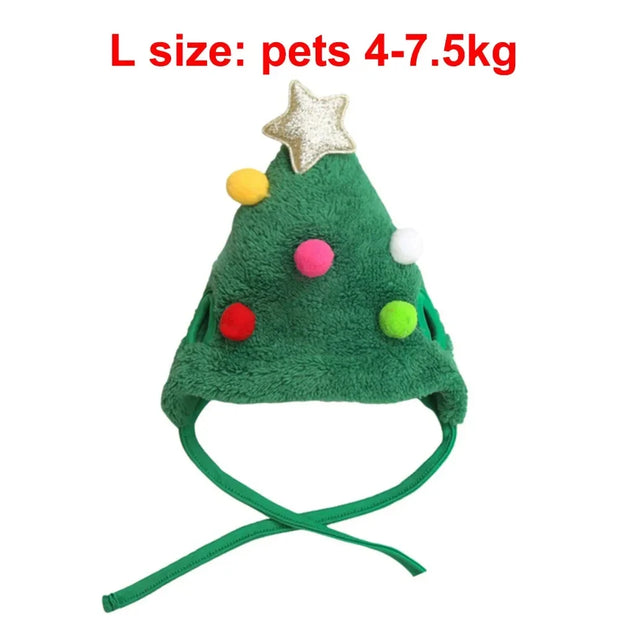 Christmas Puppy Dog Cat Costume Xmas Cat Santa Elk Hat with Bandana Bib Scarf Set Cat Accessories Pet Holiday Dress Up Supplies