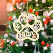 Personalized Wooden Pet Name Paw Print Christmas Ornament Custom Dogs Name Ornaments
