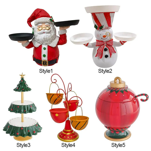 1Pc Christmas Tree Dessert Table Fruit Plate Double Layer Cake Stand Holiday Party Candy Plate Snack Tray Xmas Snack Rack Holder