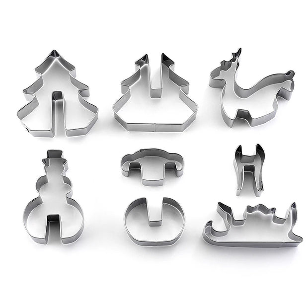 8/10/18/24pcs Christmas Gingerbread House Cookie Cutter Set Stainless Steel Baking Mold Xmas Biscuit Party Decorations Supplies