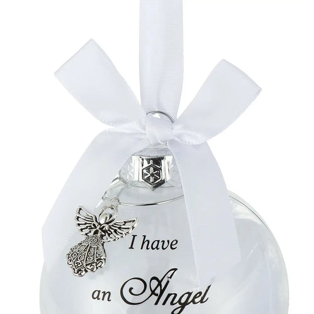 Home Decoration Xmas I Have An Angel In Heaven Memorial Ornament Family Pendant Hanging Ornaments Feather Ball