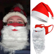 Christmas Hat 3D Santa Claus Beard Masks for Adult Kids Plush Thicken Warm Xmas Cap Christmas New Year Party Festival Supplies