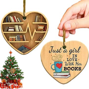 Christmas Decorations 2D Library Bookshelf Heart Ornament Lovers Heart Ornament Creative Cute Navidad 2D Bookworm Decorations