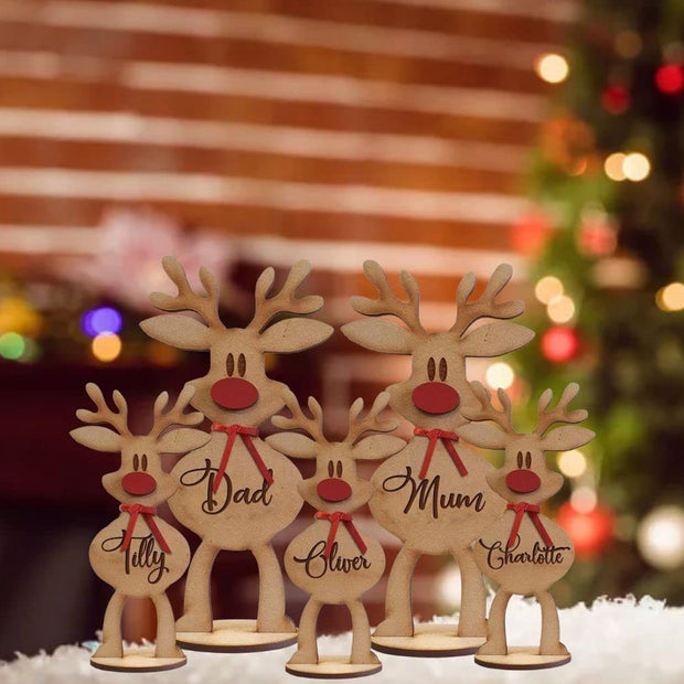 1PC Elk Ornament Personalized Reindeers Place Cards With Names Wood Reindeers Place Cards Cute Elk Ornament Table Decorations