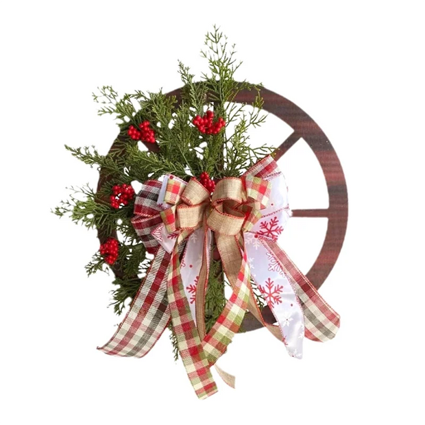 High Quality 1 PCS Christmas Wreath Ornaments Roulette Shape Hanging Wooden New Year Decoration