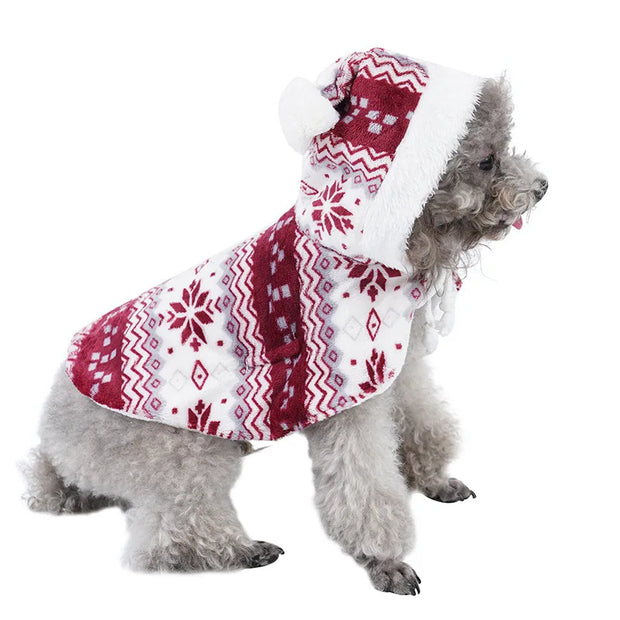 Christmas Pet Cosplay Costume Plush Cat And Dog Clothes Autumn And Winter New Cute Christmas Cloaks Pet Clothes