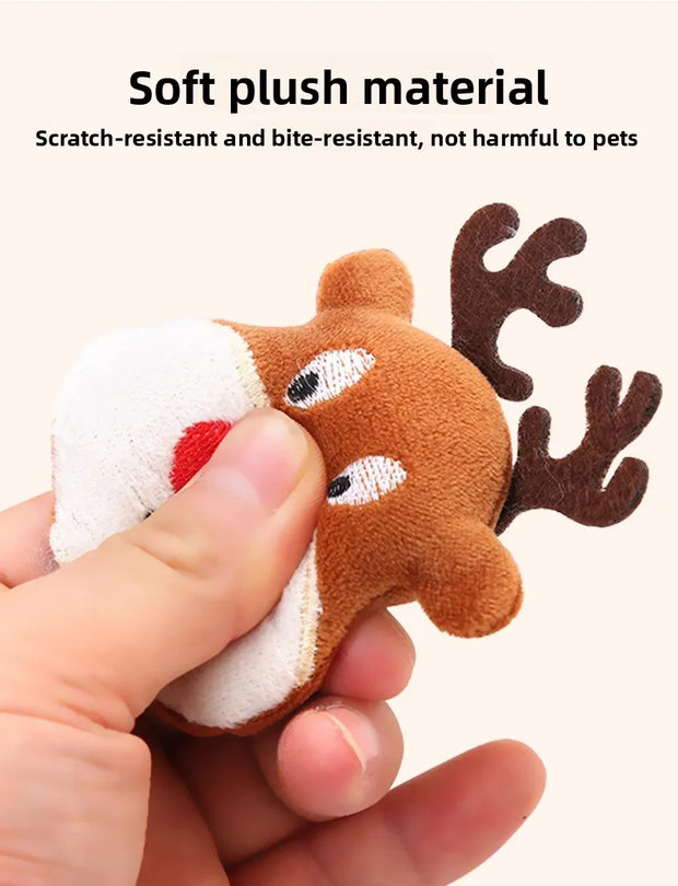 Cat Toys Christmas Elk Gingerbread Man Santa Claus Plush Cat Dogs Toys Interactive Play Cat Toys Self Hi Christmas Pet Supplies