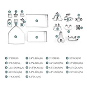 8/10/18/24pcs Christmas Gingerbread House Cookie Cutter Set Stainless Steel Baking Mold Xmas Biscuit Party Decorations Supplies
