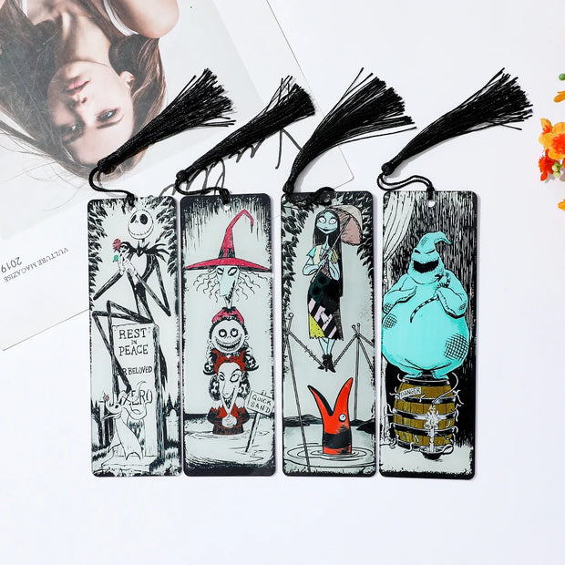 Christmas Fright Night Acrylic Bookmark with Tassel Horror Movie Lovers Book Fans Reading Gift Party Gift