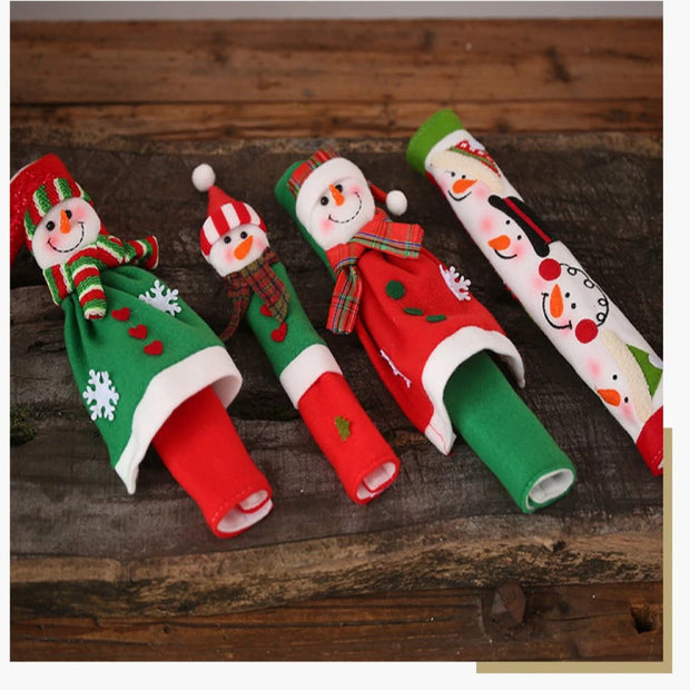 Christmas Handle Covers For Fridge Microwave Oven Santa Claus Dishwasher Door Handle Cover Xmas Party New Year Decoration