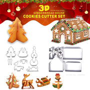 8/10/18/24pcs Christmas Gingerbread House Cookie Cutter Set Stainless Steel Baking Mold Xmas Biscuit Party Decorations Supplies