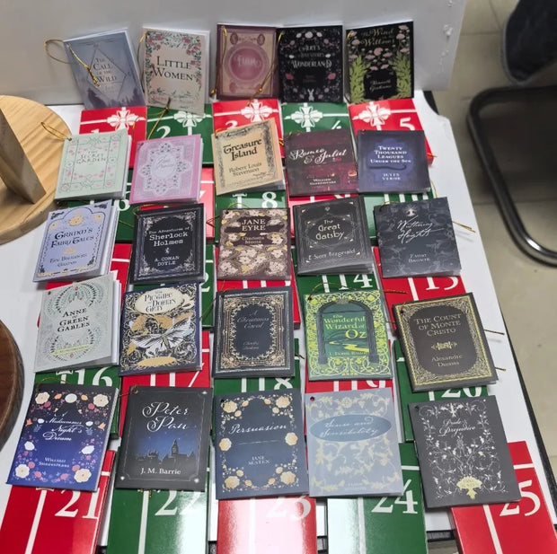 Book Lover Advent Calendar Holiday Countdown Decor Christmas Party Supplies Paper Craft Gift Idea Literary Themed Celebration