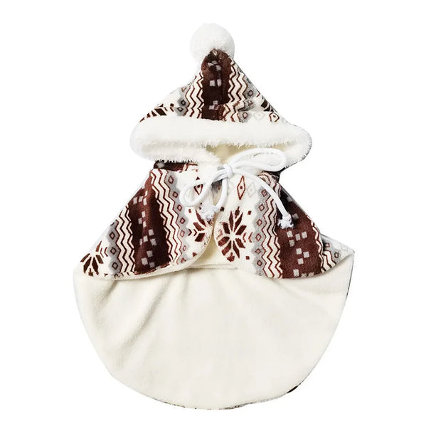 Christmas Pet Cosplay Costume Plush Cat And Dog Clothes Autumn And Winter New Cute Christmas Cloaks Pet Clothes