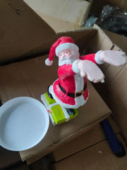 Resin Santa Claus Statues Holding Snack Tray Christmas Figurine with Treats Holder Cake Dessert Stand Fruit Plate for Xmas Party