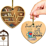 Christmas Decorations 2D Library Bookshelf Heart Ornament Lovers Heart Ornament Creative Cute Navidad 2D Bookworm Decorations