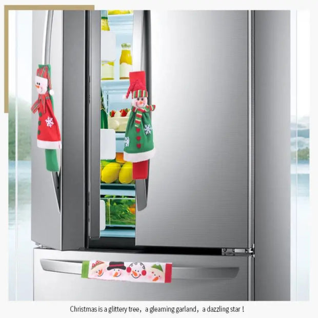 Christmas Handle Covers For Fridge Microwave Oven Santa Claus Dishwasher Door Handle Cover Xmas Party New Year Decoration