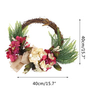 Easter Cross Wreath with Bow Rattan Ring Garland Hanging Ornament for Home Front Door Wall Garden Decoration Art Gift Supplies