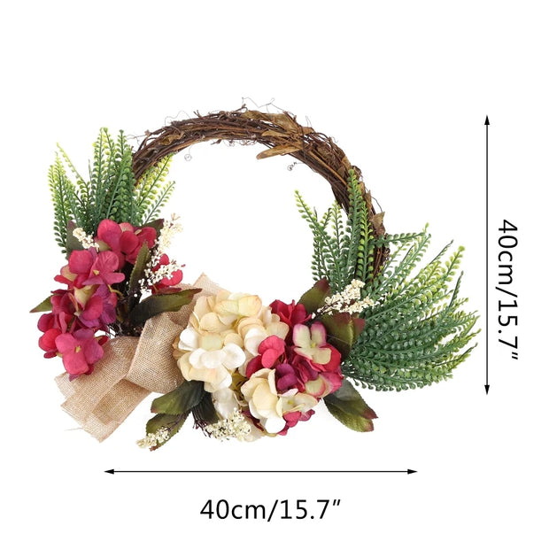 Easter Cross Wreath with Bow Rattan Ring Garland Hanging Ornament for Home Front Door Wall Garden Decoration Art Gift Supplies