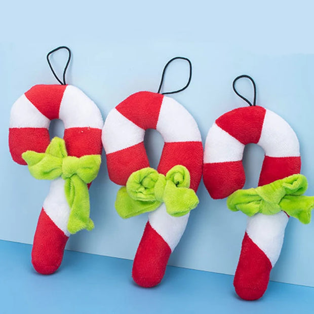 Christmas Crutches Toys Christmas Candy Squeak Pet Dog Toy Puppy Plush Bite Resistant Chewing Interactive Dog Toy Pet Supplies